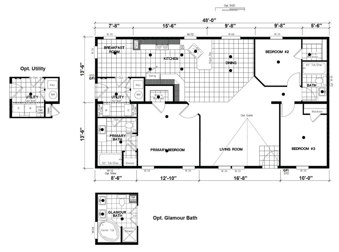 The DRM483F 48'              DREAM Floor Plan