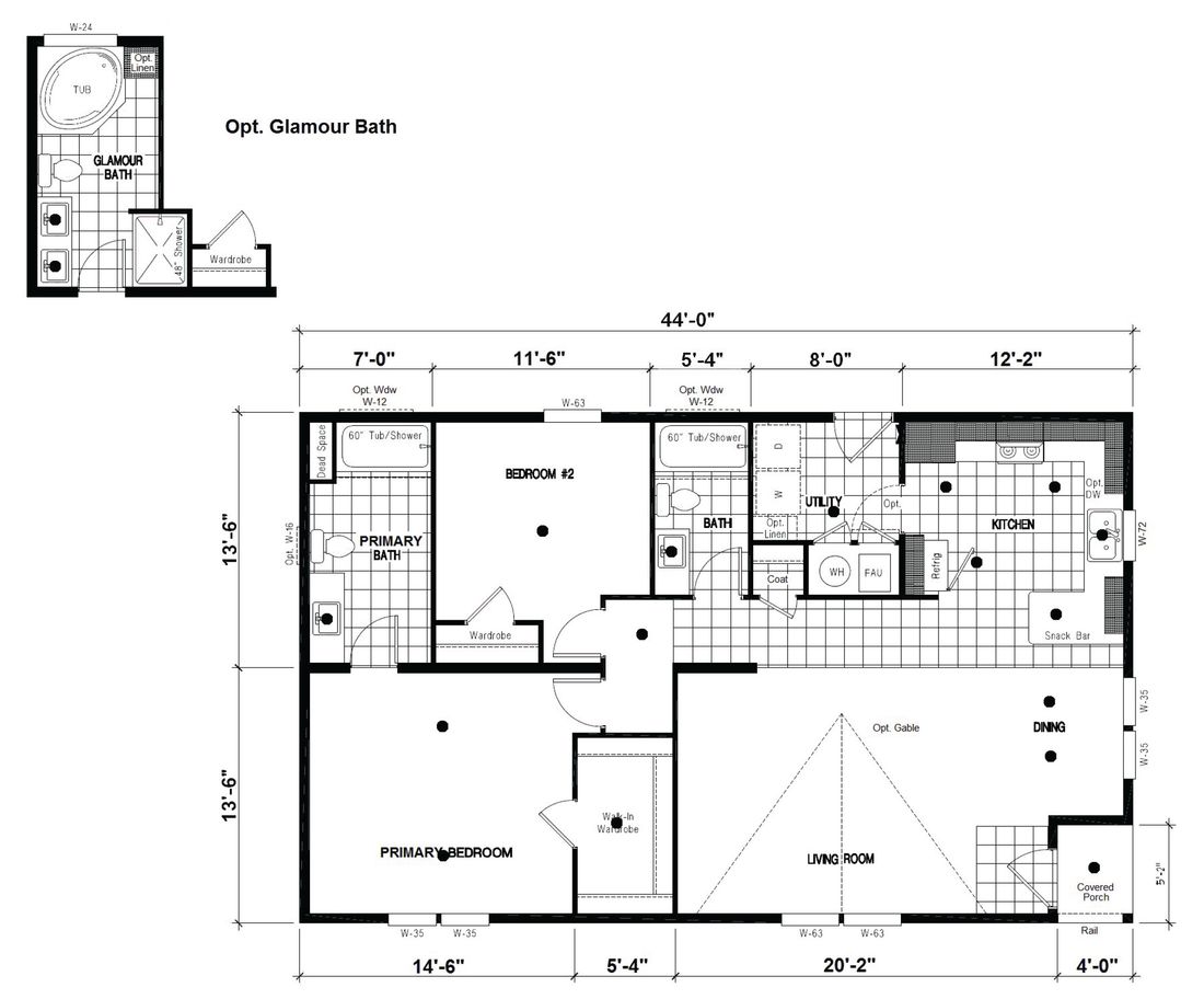 The DRM441F 44'              DREAM Floor Plan