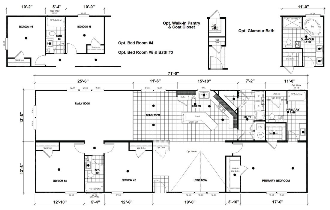 The DRM711F 71'              DREAM Floor Plan