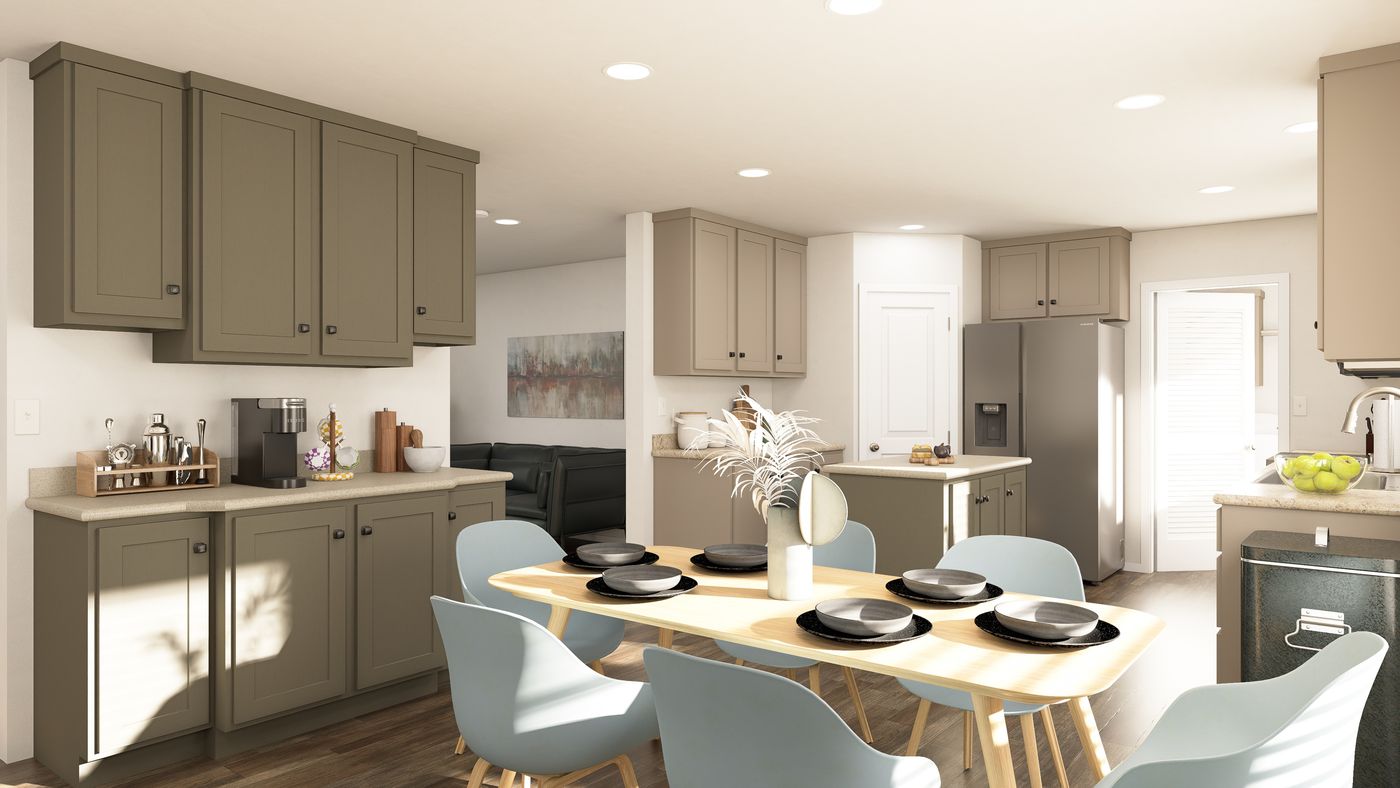 The DRM682F 68' DREAM Dining Room. This Manufactured Mobile Home features 4 bedrooms and 2 baths.