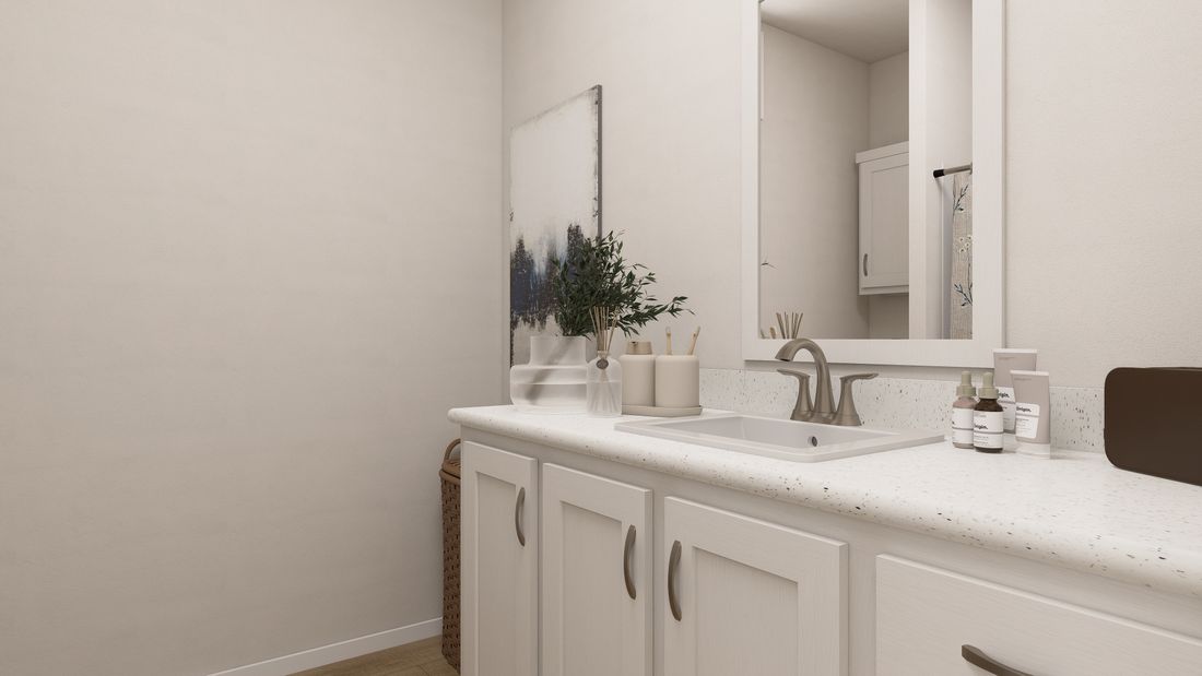 The ING362A MYRTLE              GW Primary Bathroom. This Manufactured Mobile Home features 2 bedrooms and 2 baths.