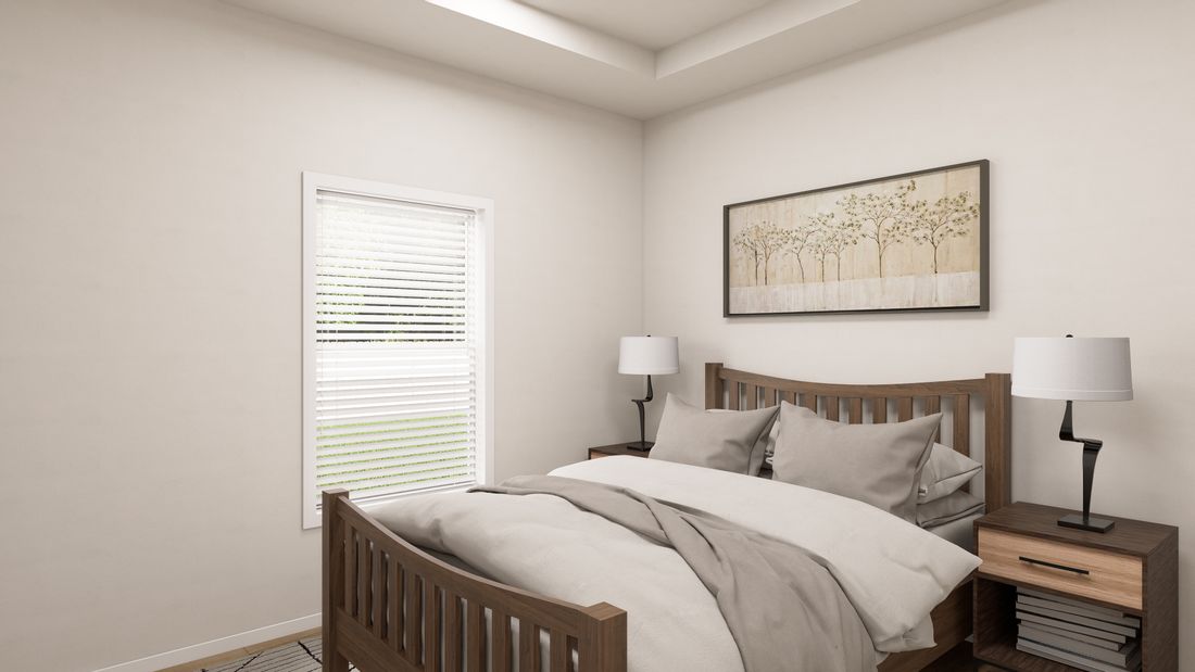 The ING362A MYRTLE              GW Primary Bedroom. This Manufactured Mobile Home features 2 bedrooms and 2 baths.