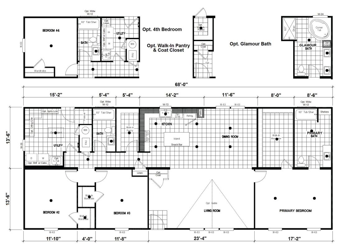The DRM683F 68'              DREAM Floor Plan