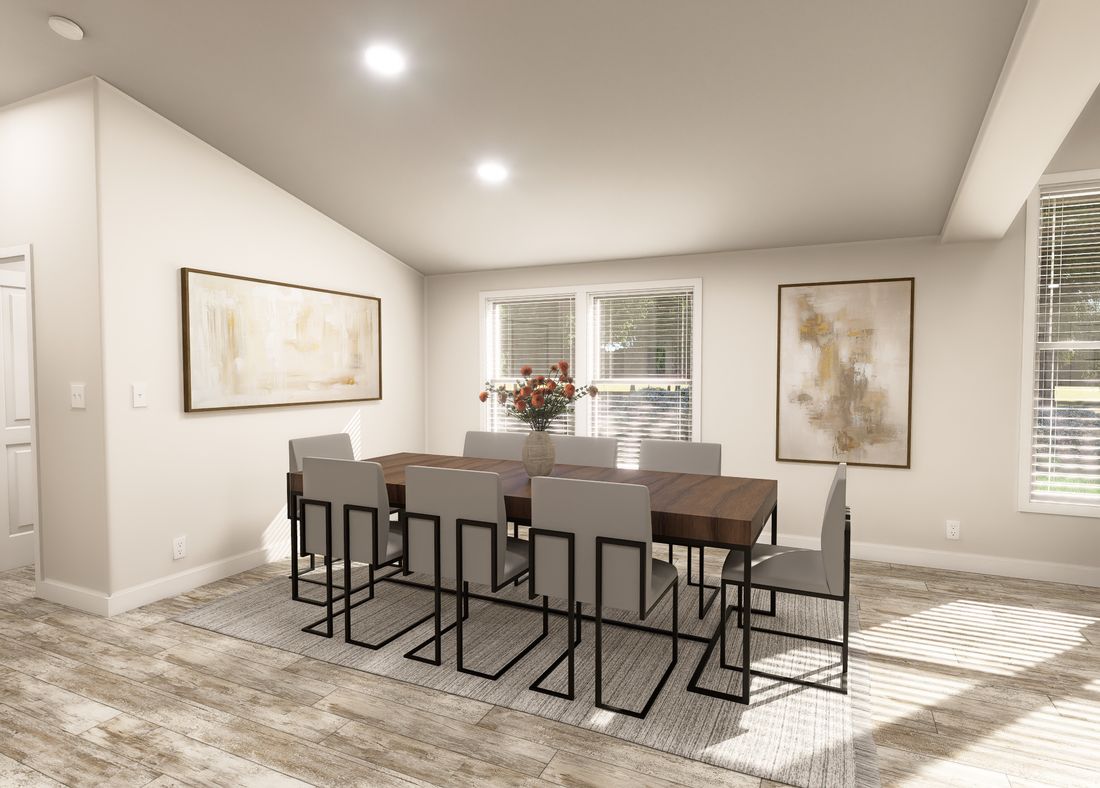 The ING601K WHITE PINE          GW Dining Area. This Manufactured Mobile Home features 3 bedrooms and 3 baths.