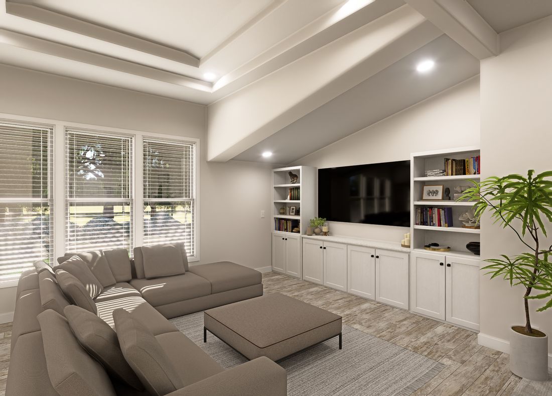The ING601K WHITE PINE          GW Living Room. This Manufactured Mobile Home features 3 bedrooms and 3 baths.