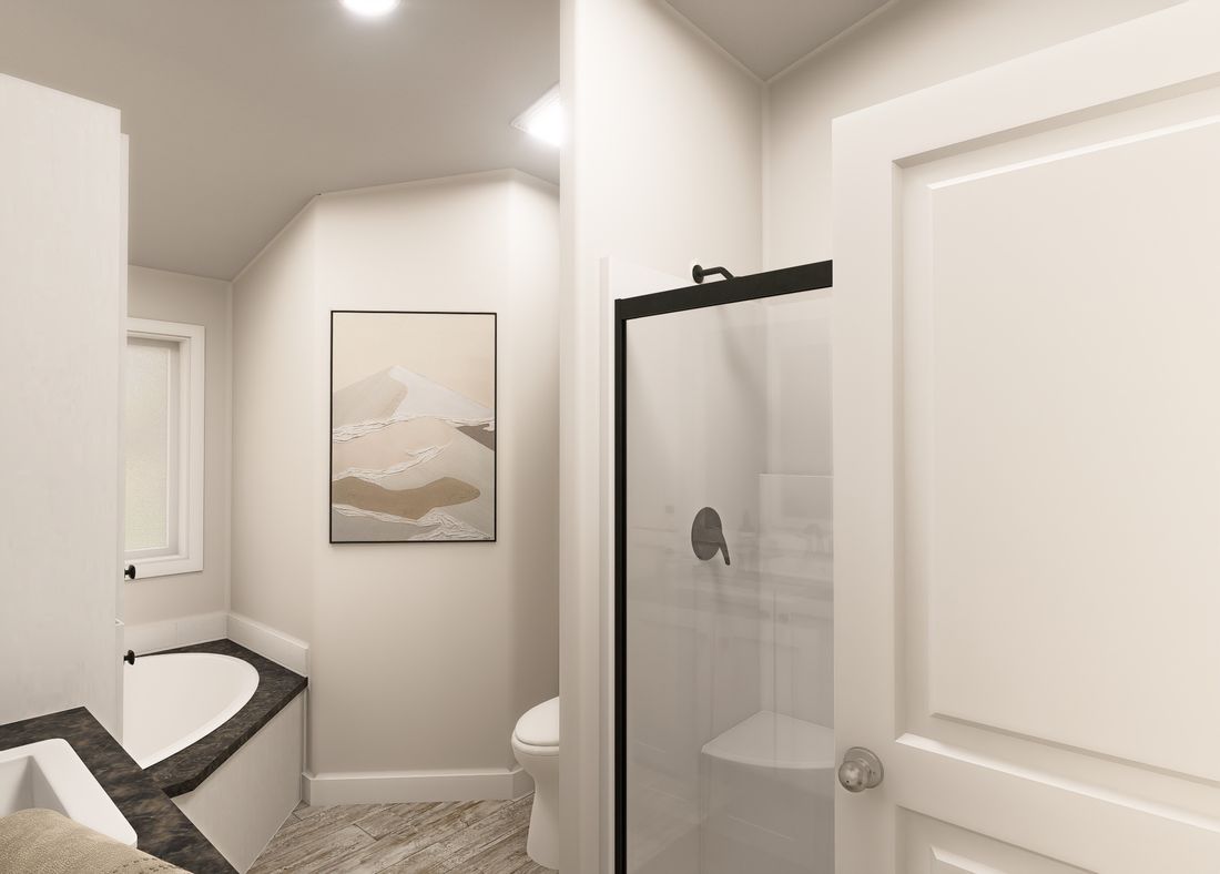 The ING601K WHITE PINE          GW Primary Bathroom. This Manufactured Mobile Home features 3 bedrooms and 3 baths.