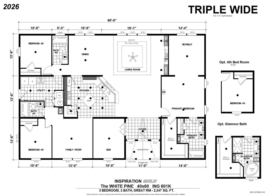 The ING601K WHITE PINE          GW Floor Plan
