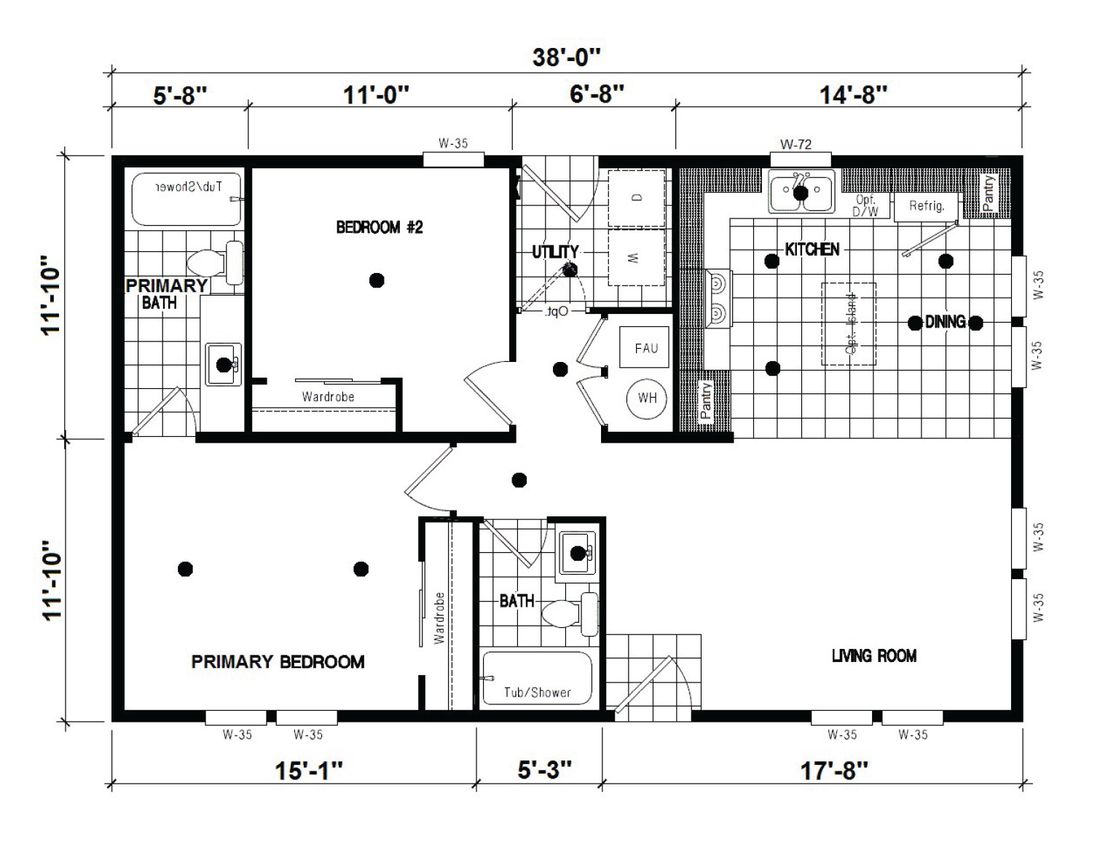 The DRM386A 2438'            DREAM Floor Plan