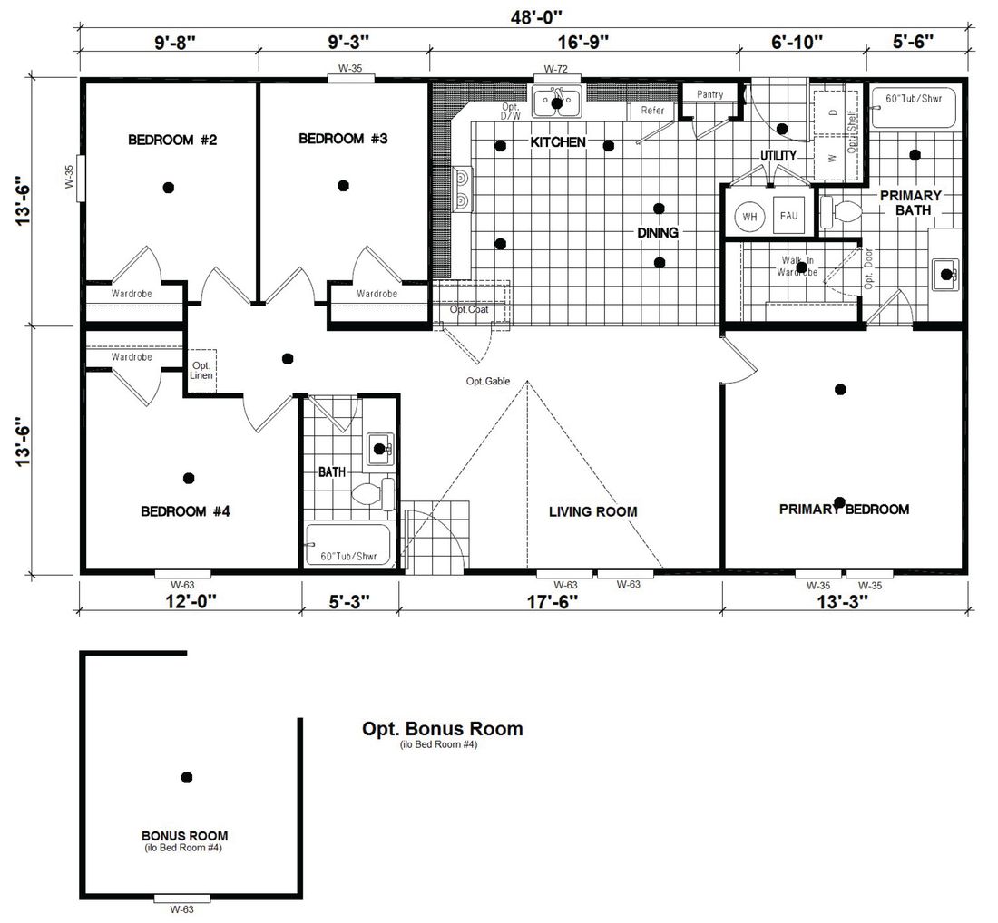 The DRM486F 48'              DREAM Floor Plan