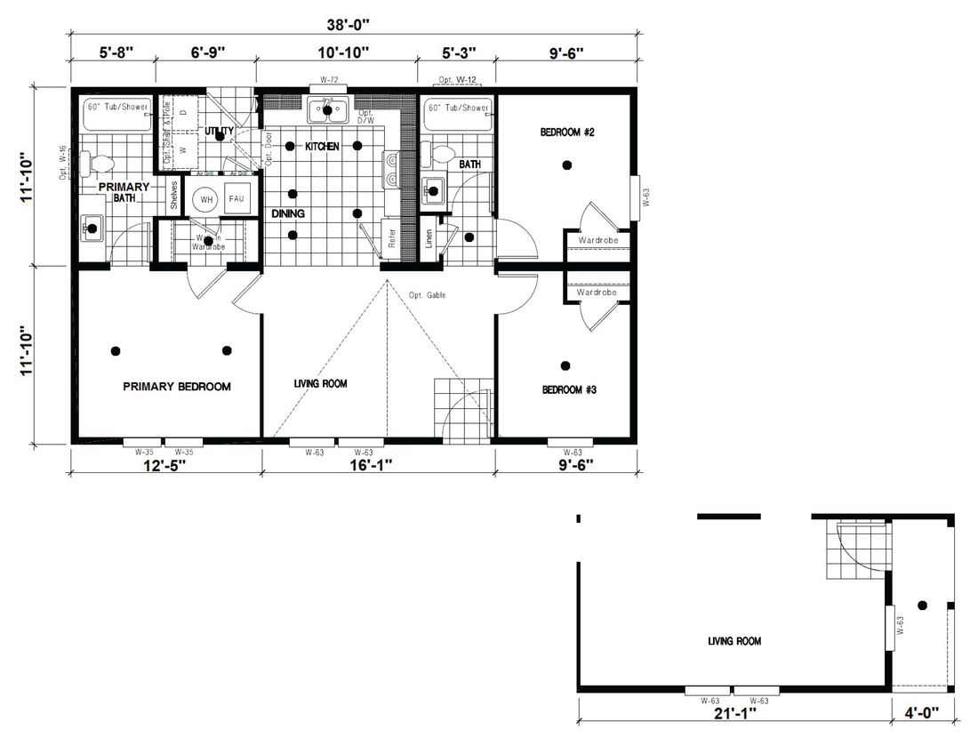 The DRM385A 2438'            DREAM Floor Plan