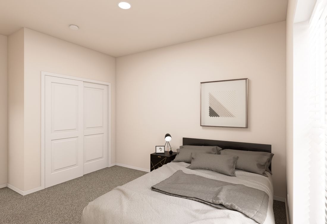 The ING763G PALM Bedroom. This Manufactured Mobile Home features 3 bedrooms and 2 baths.
