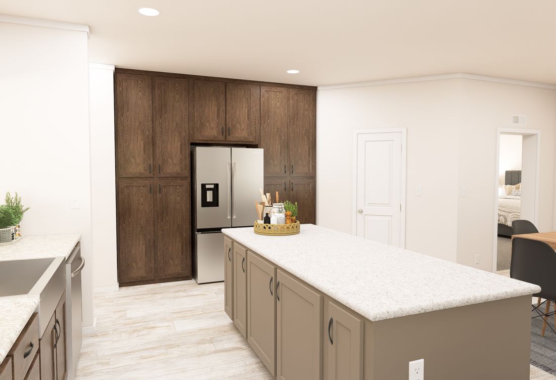 The ING763G PALM Kitchen. This Manufactured Mobile Home features 3 bedrooms and 2 baths.