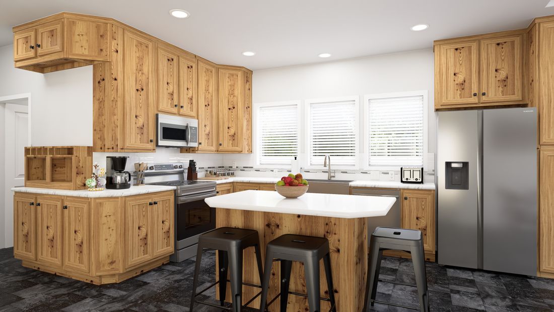 The ING485F BLUE SPRUCE         GW Kitchen. This Manufactured Mobile Home features 2 bedrooms and 2 baths.