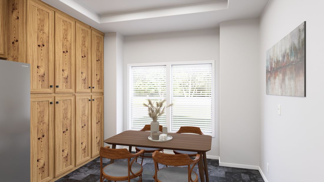The ING485F BLUE SPRUCE         GW Dining Room. This Manufactured Mobile Home features 2 bedrooms and 2 baths.