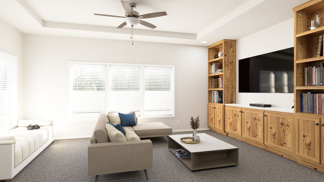 The ING485F BLUE SPRUCE         GW Living Room. This Manufactured Mobile Home features 2 bedrooms and 2 baths.