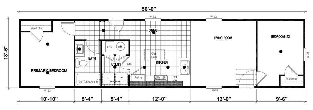 The DRM561M 56'              DREAM Floor Plan
