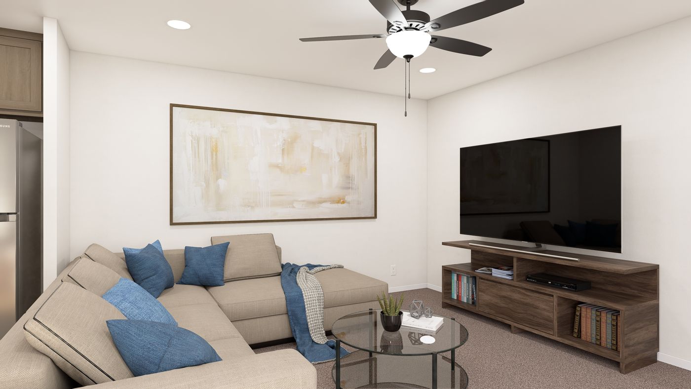 The DRM661N 1566' DREAM Living Room. This Manufactured Mobile Home features 3 bedrooms and 2 baths.